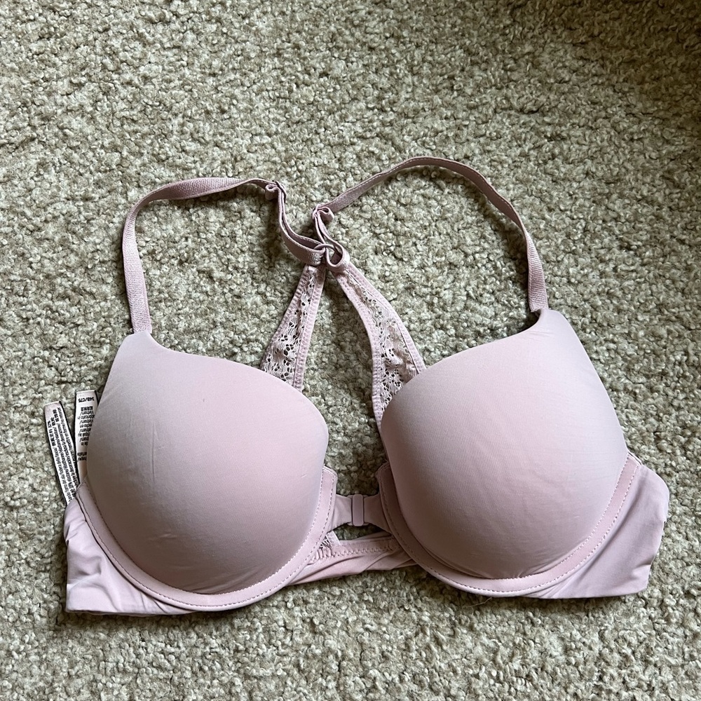 Victoria Secret Pushup Lace Blush Pink Bra
